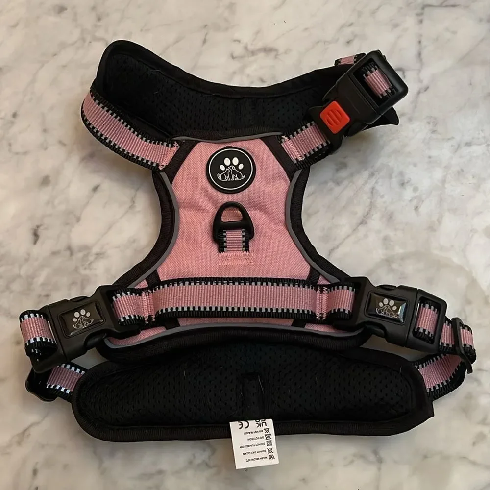 New pink dog leash, harnesses ,car safe belt ,keychain set of 4 pieces
